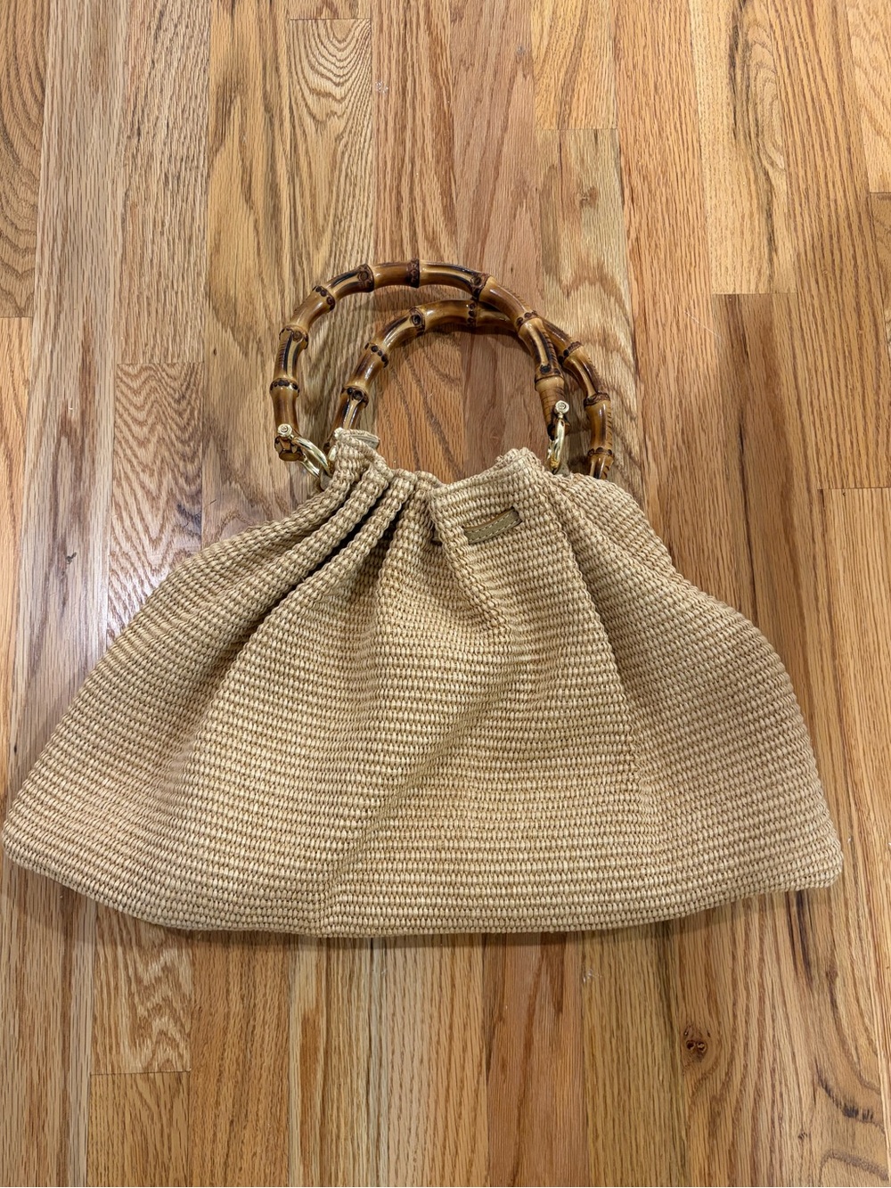 Caterina Bertini Woven Tote with Bamboo-Style Handles used twice